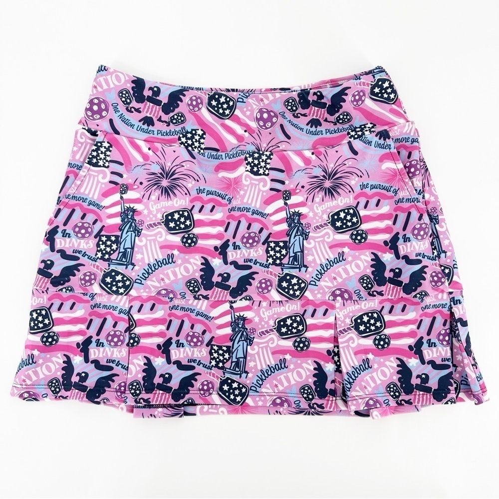 NEW KATHERINE WAY Scottsdale Pleated Skort in Pickleball Nation USA 250th
